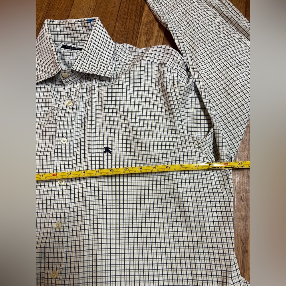 Burberry White and Blue Checkered Button Down Shirt - Picture 6 of 8